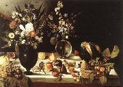 unknow artist A Table Laden with Flowers and Fruit Sweden oil painting artist